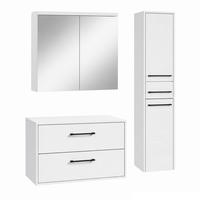 BADMÖBEL-SET Florence 3 Teile Hochglanz Weiß - 80 x 46 x 46 cm - Weiß, Holz (80/46/46cm) - Badplaats