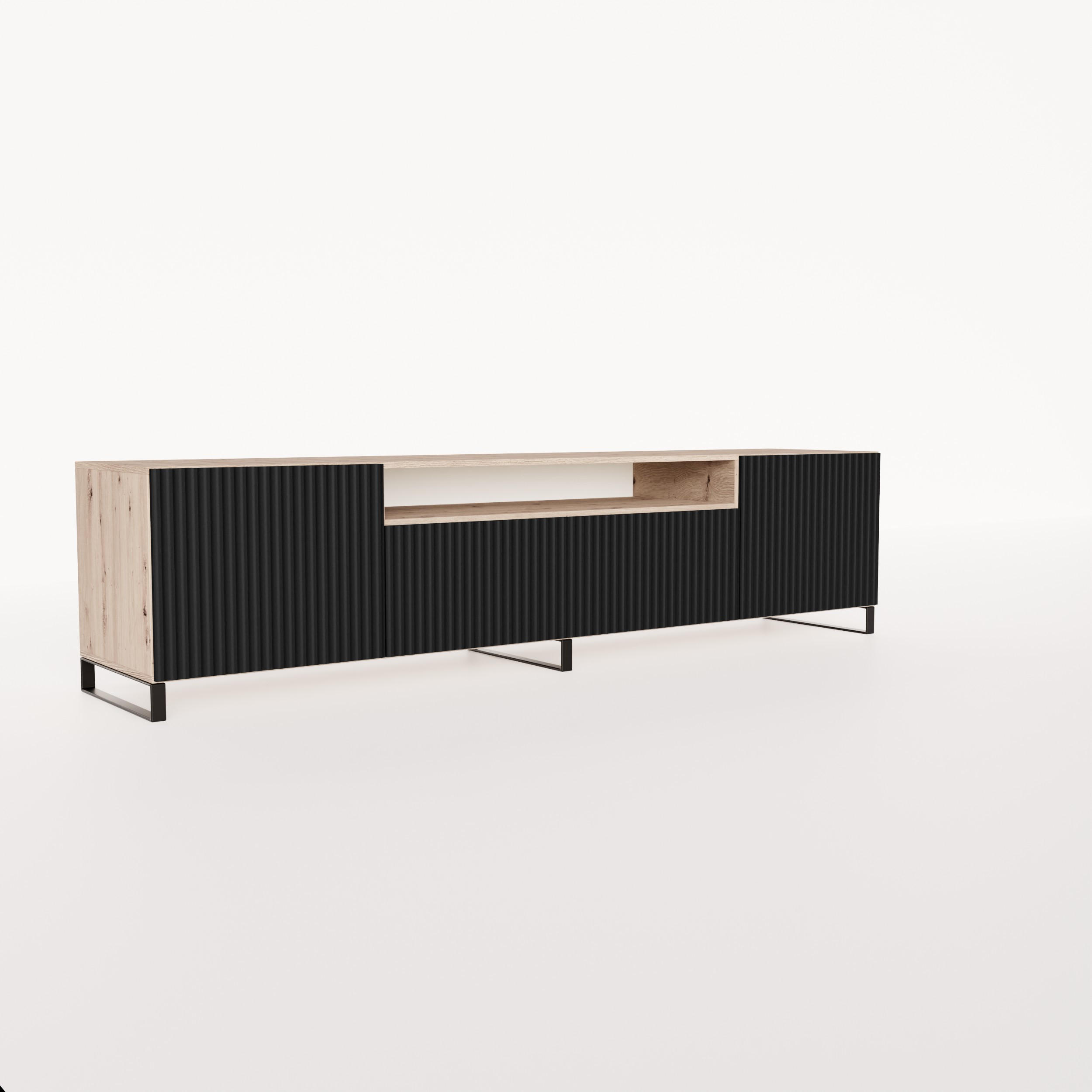 LOWBOARD VAREN 200/41/40 cm, Stand-TV-Schrank Eiche Artisan - Schwarz/Eiche Artisan, Holzwerkstoff (200/41/40cm) - MASSENO