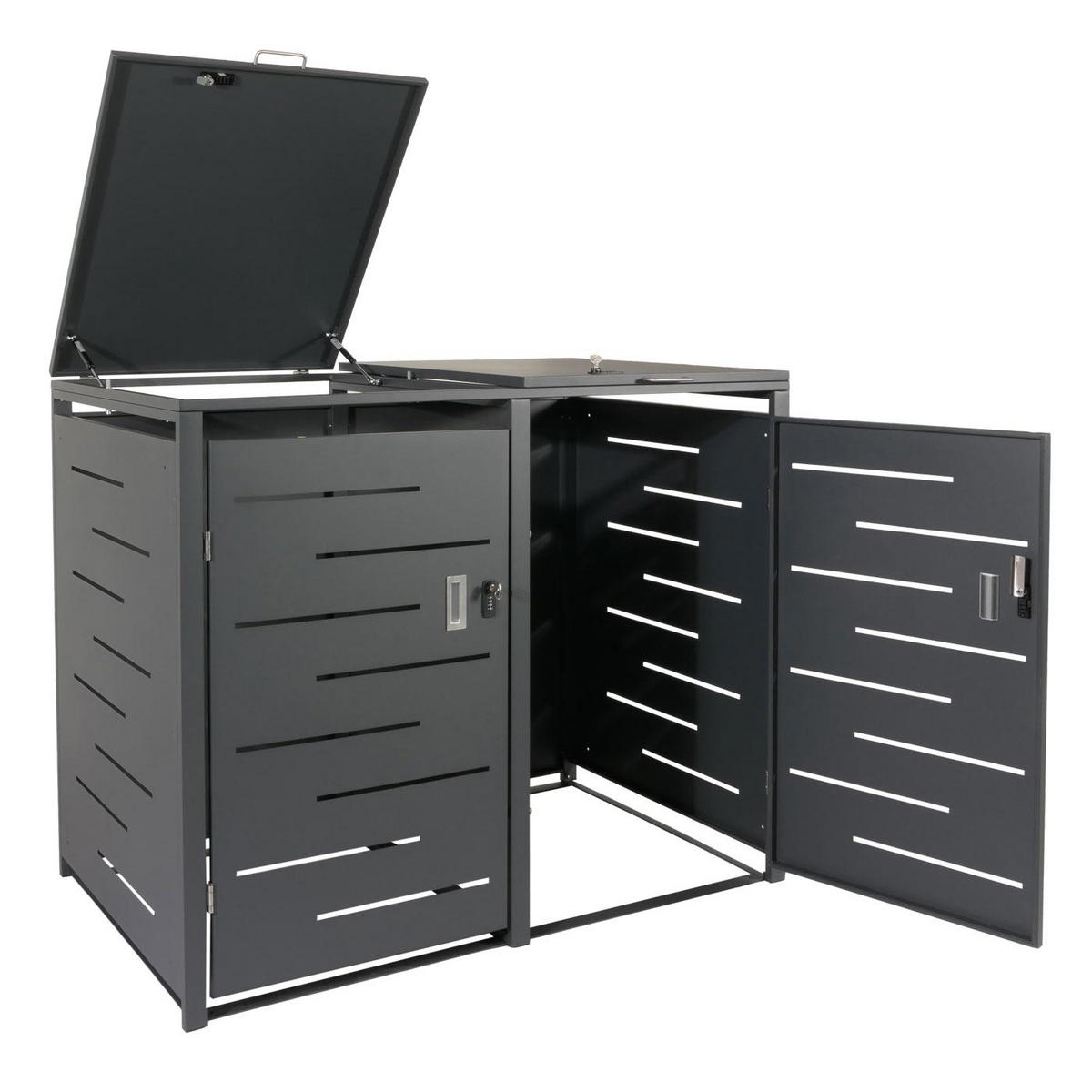 MÜLLTONNENBOX XL 2er 116x141x98cm erweiterbar Anthrazit - Anthrazit, Metall (141/116/98cm) - PROREGAL