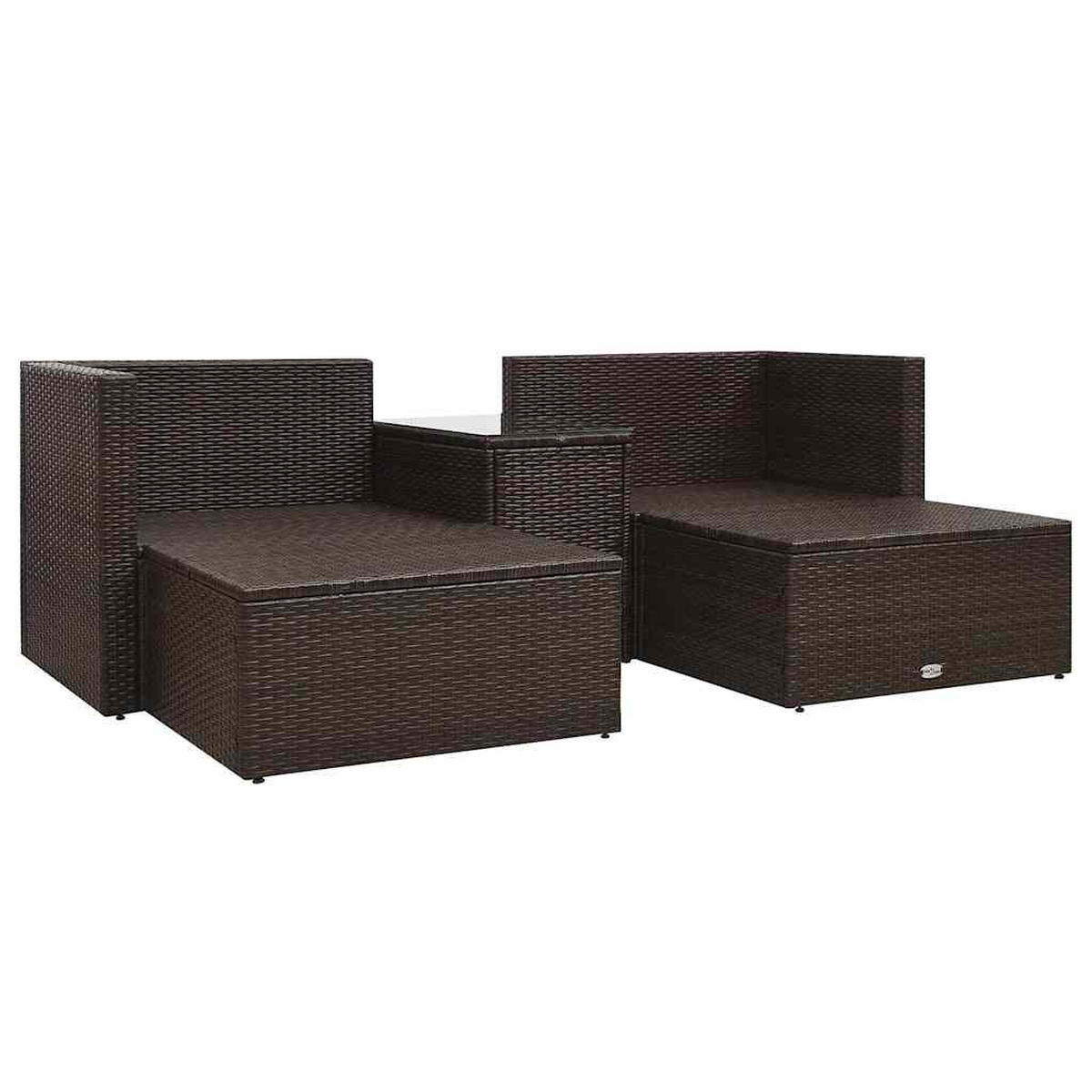 LOUNGEGARNITUR mit Kissen, aus Poly Rattan, in Braun, 5-teiliges Set - Braun, Kunststoff - vidaXL