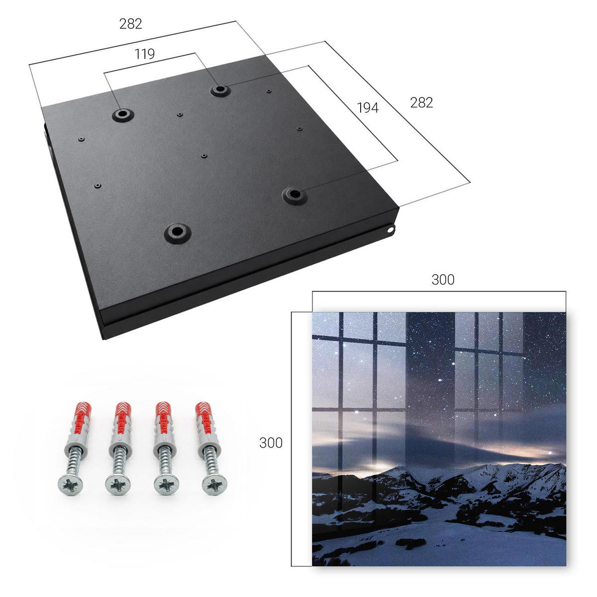 SCHLÜSSELBOX Schwarz 30x30 cm- Türöffnung nach rechts - Nachtberge - Blau, Metall (30/30/5cm) - TULUP