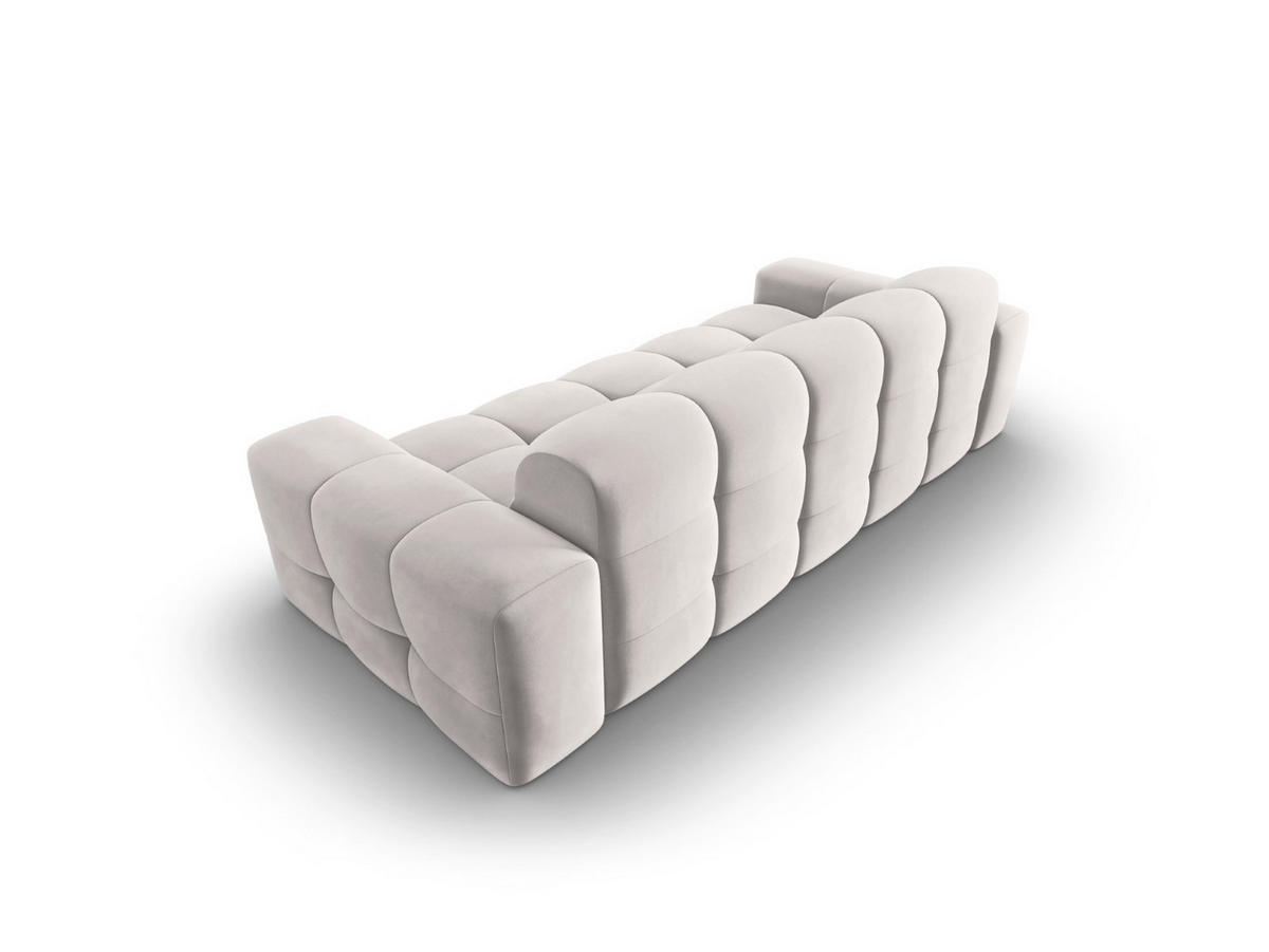 SOFA Kendal aus Samt hellgrau 3 Sitzplätze - Hellgrau, Textil (103/79/222cm) - Micadoni