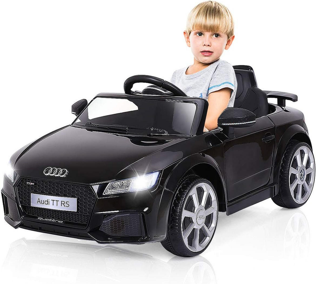 KINDERAUTO Audi 12V Schwarz - Schwarz, Kunststoff (63.5/45.5/104cm) - COSTWAY