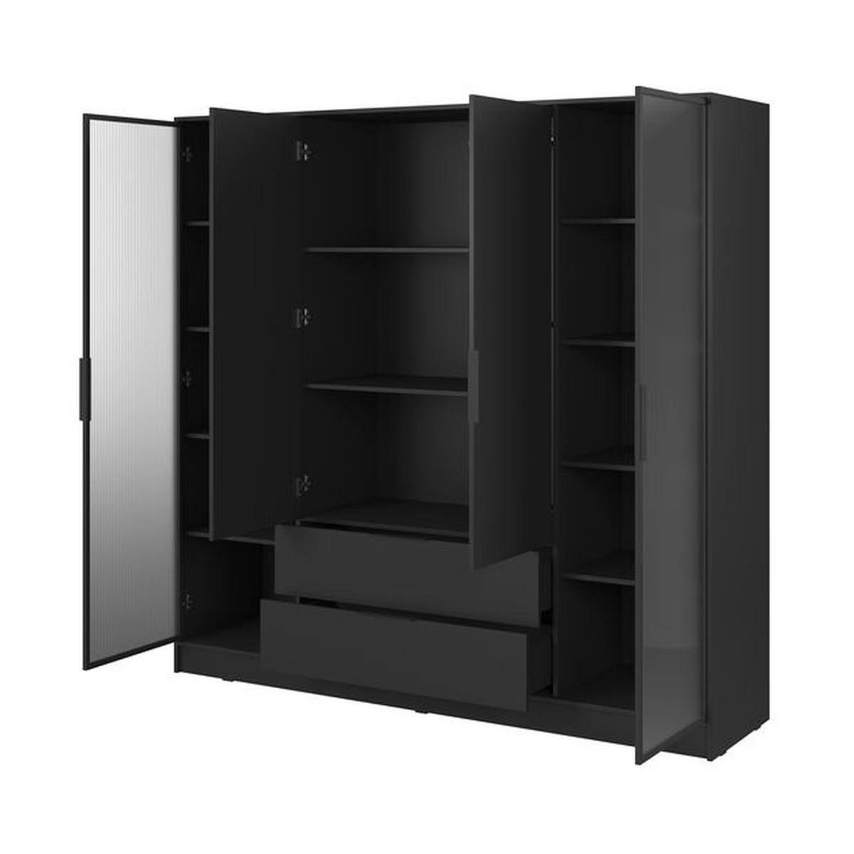 KLEIDERSCHRANK – 206 cm – Kelly – Schwarz – KS-GEN0280 - Schwarz, Holzwerkstoff (206/200/51cm) - hi-markt