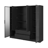 KLEIDERSCHRANK – 206 cm – Kelly – Schwarz – KS-GEN0280 - Schwarz, Holzwerkstoff (206/200/51cm) - hi-markt