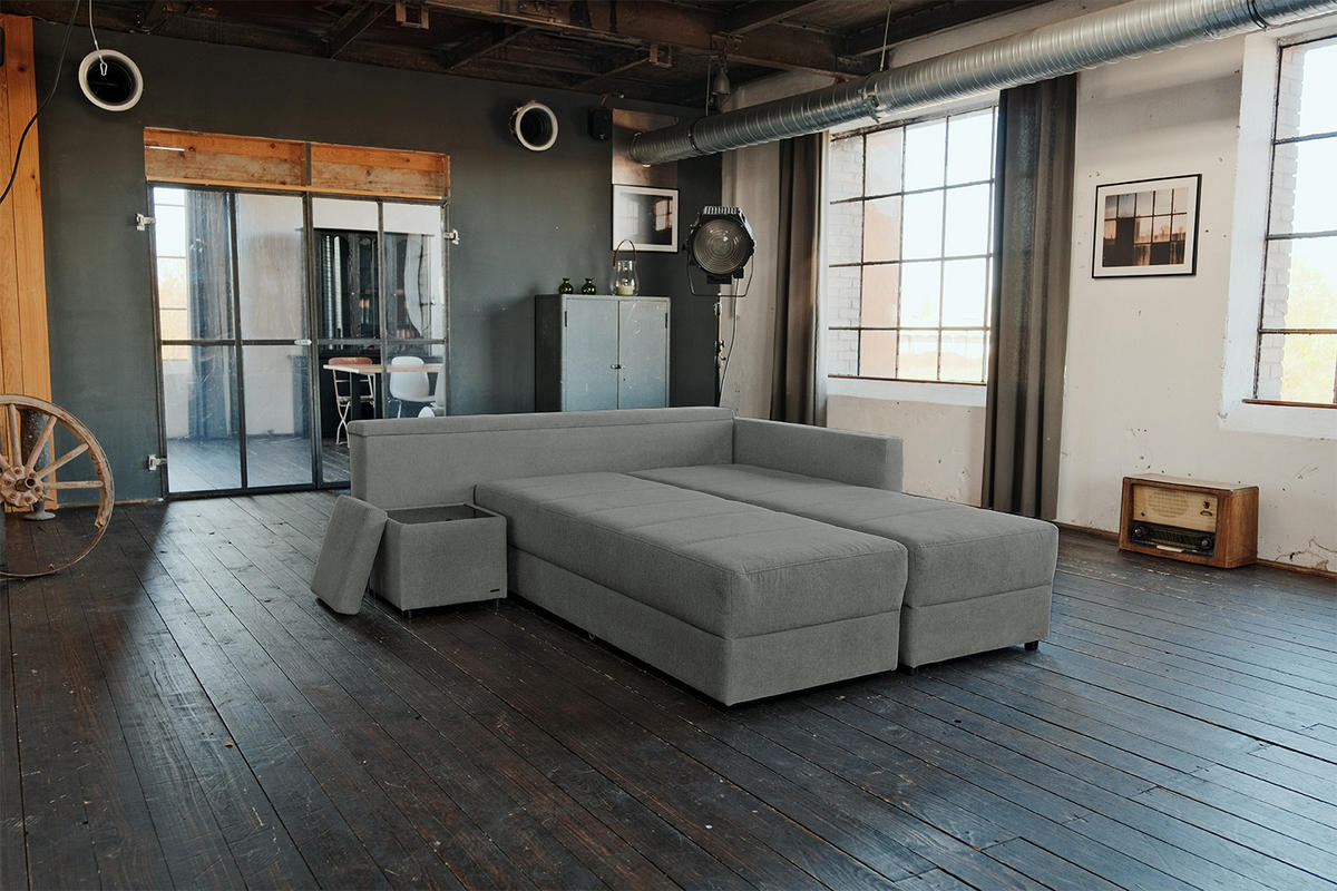SCHLAFSOFA IDA Anthrazit Webstoff - Anthrazit/Schwarz, Textil (287/229cm) - KAWOLA