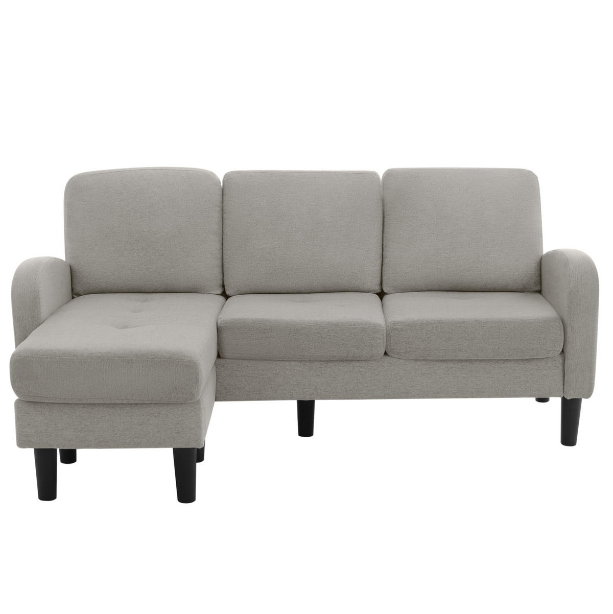 ECKSOFA L-Form 3-Sitzer mit Chaiselongue Baumwoll-Leinen Grau 166/118/77 cm - Hellgrau, Kunststoff (166/118cm) - OKWISH