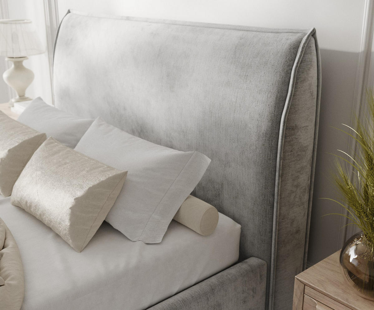 POLSTERBETT Mira 180/200 cm Hellgrau im Lotta Stoff - Hellgrau/Naturfarben, Holz/Holzwerkstoff (180/200cm) - AltaBeds