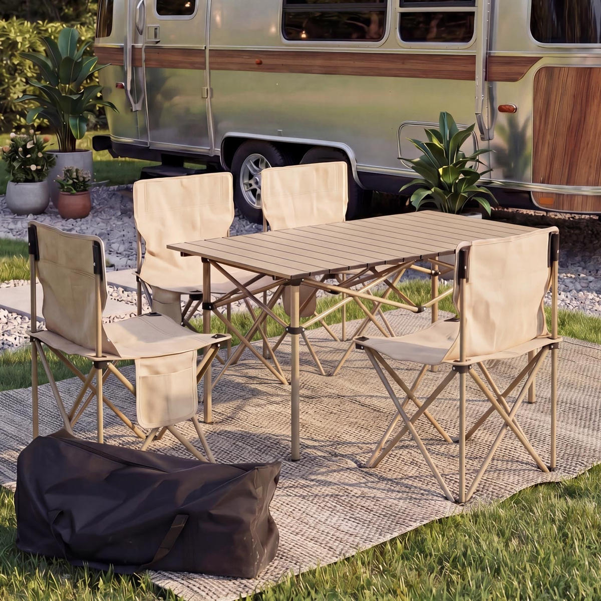 CAMPINGSET Cremeweiß - Creme, Metall (95/65/55cm) - MCW