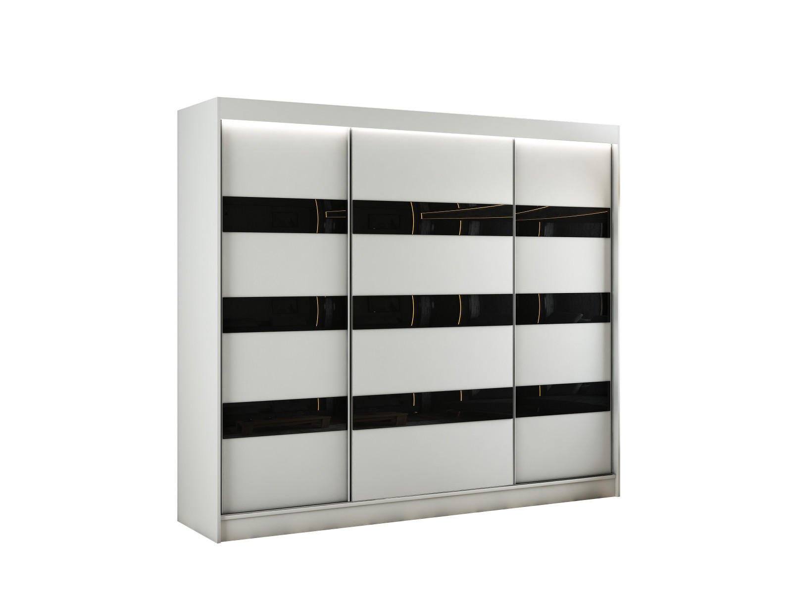 KLEIDERSCHRANK SOLTI - 250 cm - Weiß|Schwarz - Schwarz/Weiß, Holzwerkstoff (250/215/61cm) - ALTDECOR