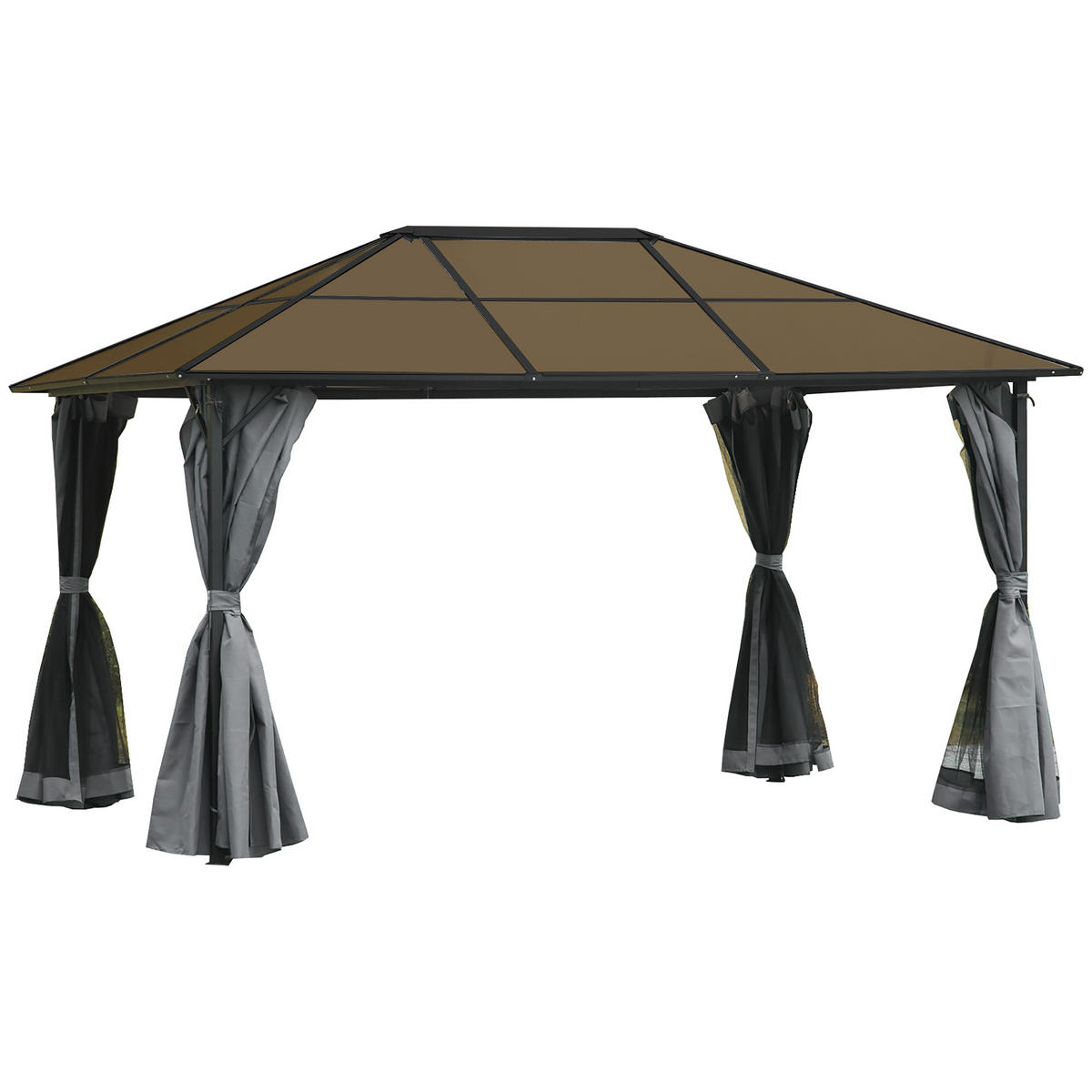 PAVILLON, Grau, 300L x 300B x 265H cm/300L x 400B x 265H cm, Alu, Polyester - Grau, Metall (400/265/300cm) - Outsunny