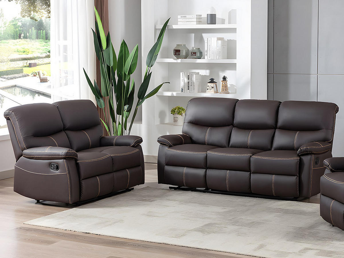 COUCHGARNITUR - 5 Personen - kunstleder - braun Canby - Braun, Leder (133/95/90cm) - Vente-Unique