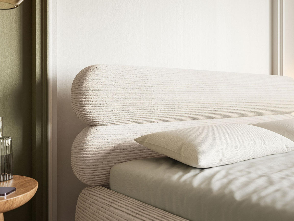 POLSTERBETT Roule Cord Hellbeige 140x200 cm - Ecru/Schwarz, Textil/Metall (140/200cm) - Selsey