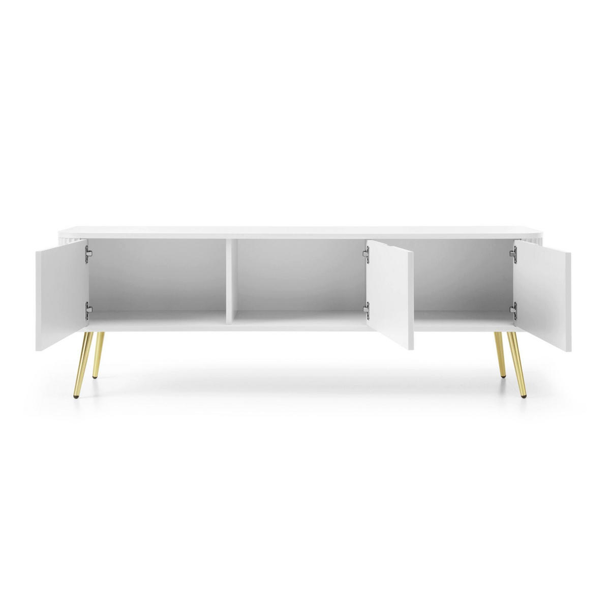TV stolík Zova biely so zlatými nohami 168/56/39 cm - biela/zlatá, kov/kompozitné drevo (168/56/39cm) - Selsey