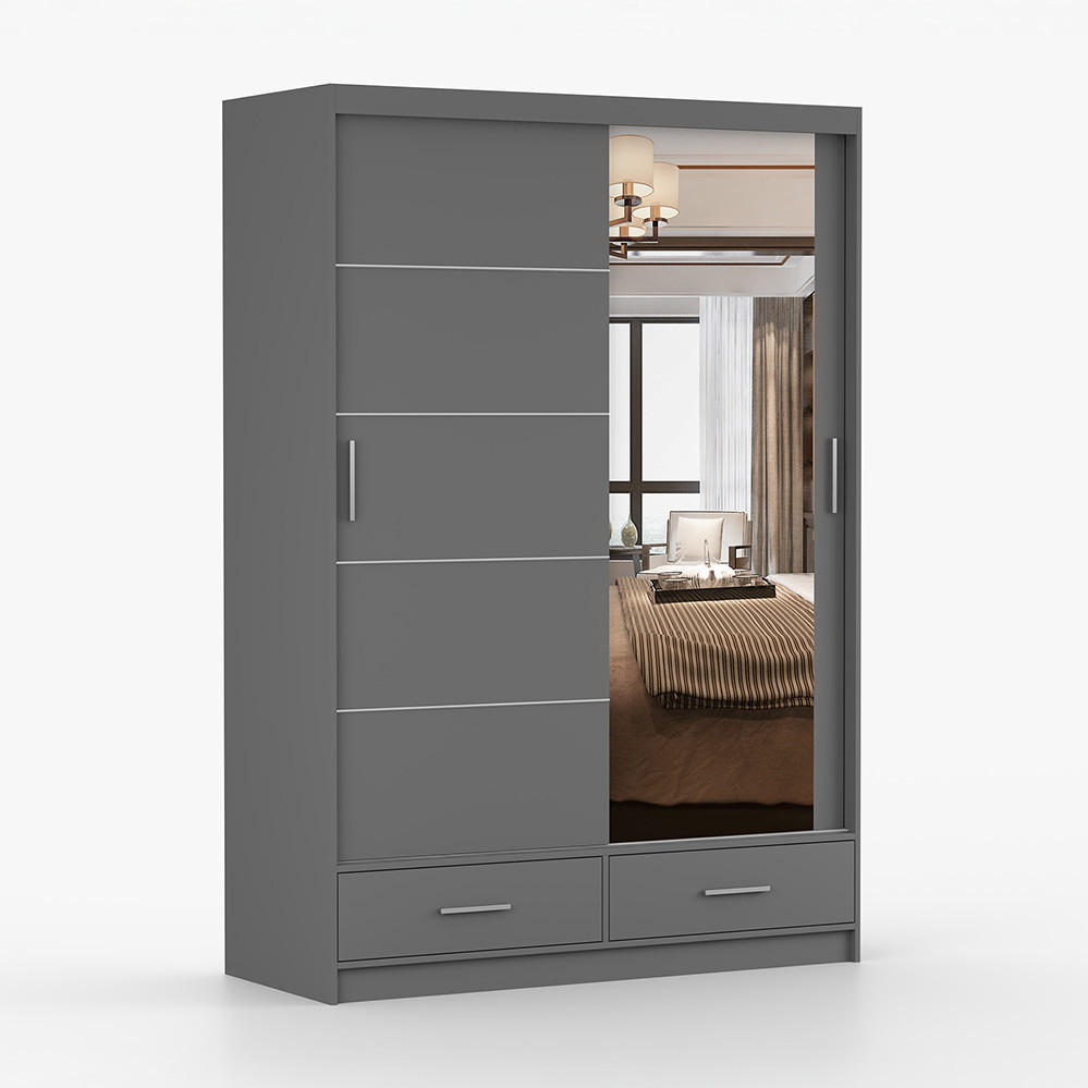 imoebel24 Kleiderschrank Grau 150x218x61 cm