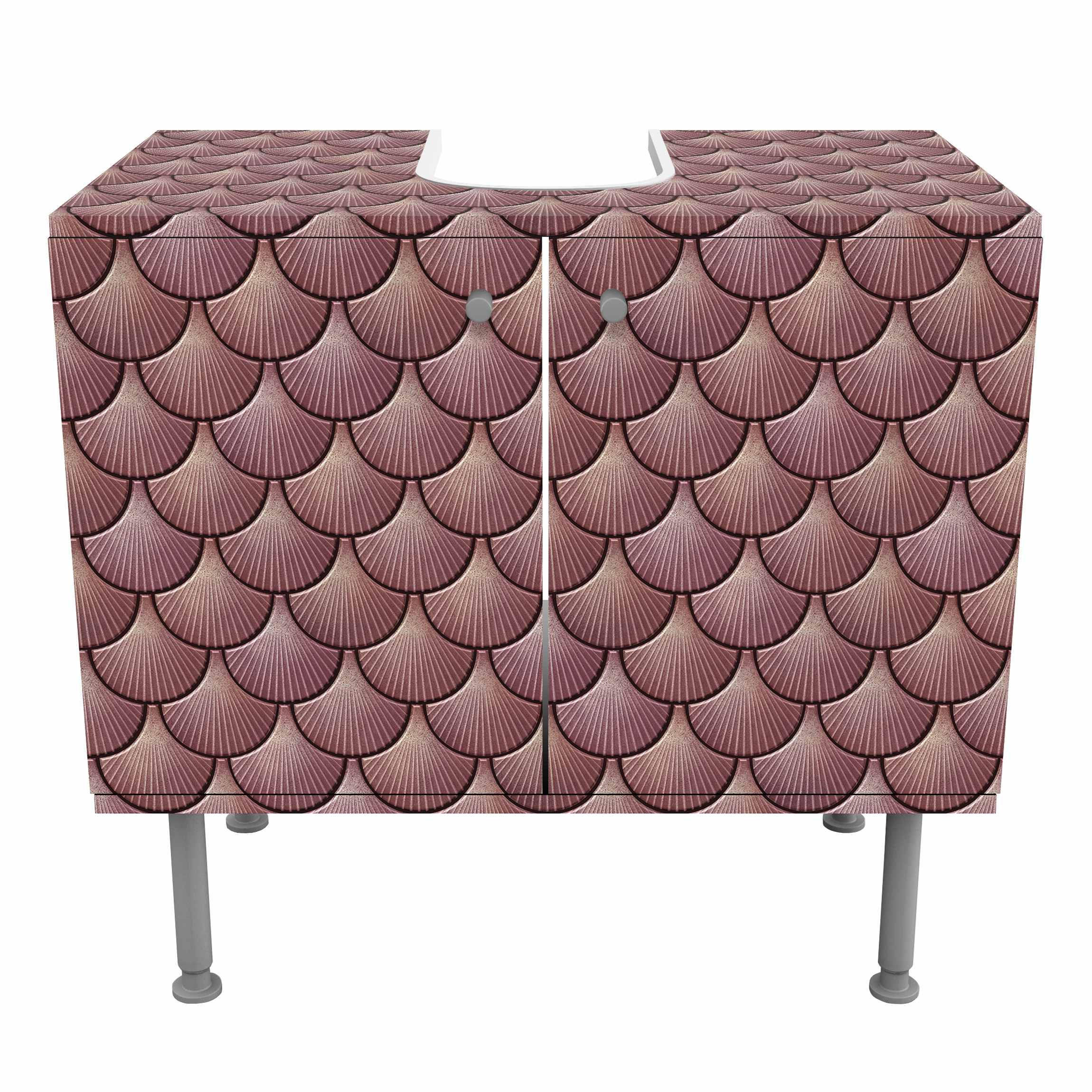 WASCHBECKENUNTERSCHRANK Muschel Fliesen Keramikoptik Rosa 60/55/35 cm - Rosa, Holzwerkstoff (60/55/35cm) - Bilderwelten