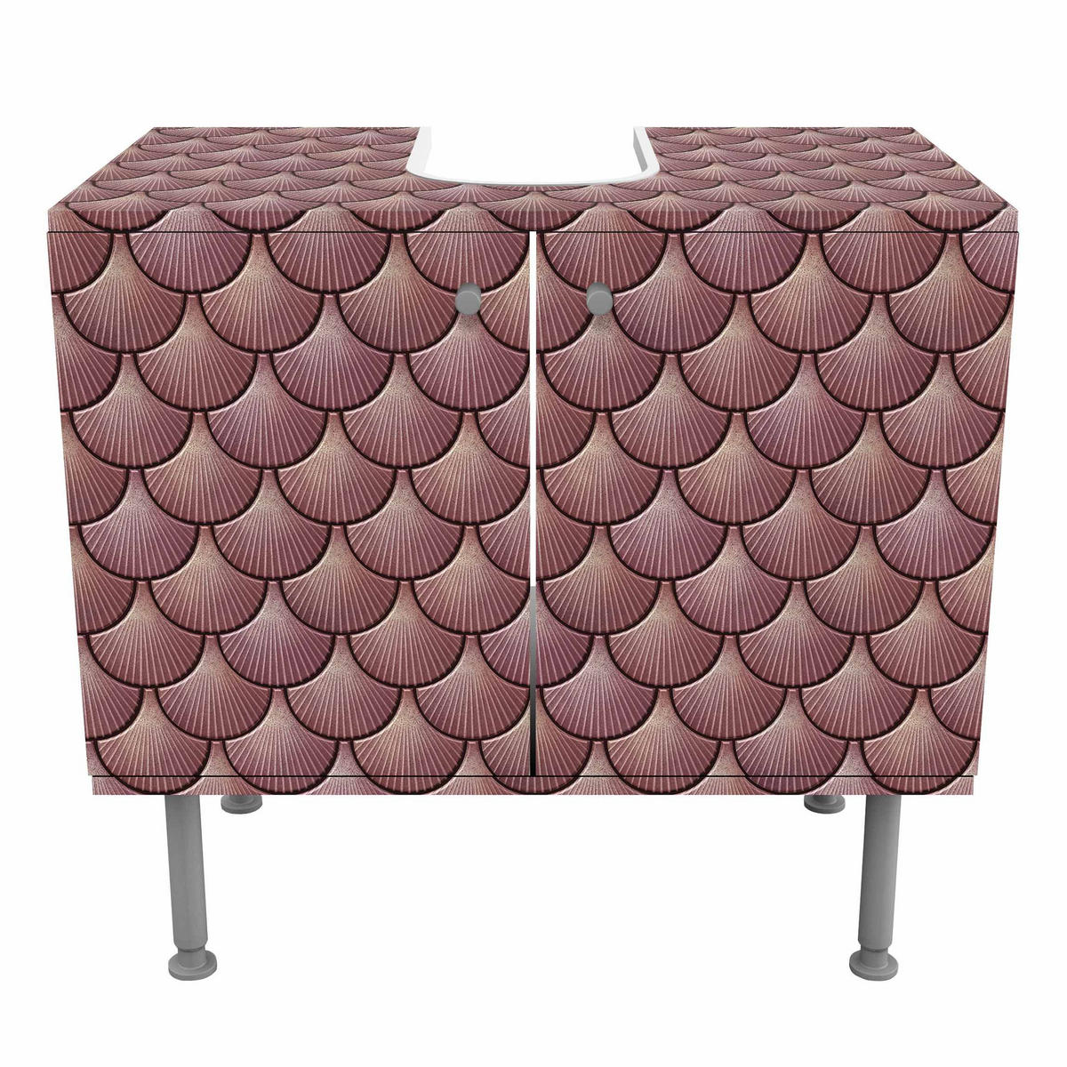 WASCHBECKENUNTERSCHRANK Muschel Fliesen Keramikoptik Rosa 60/55/35 cm - Rosa, Holzwerkstoff (60/55/35cm) - Bilderwelten