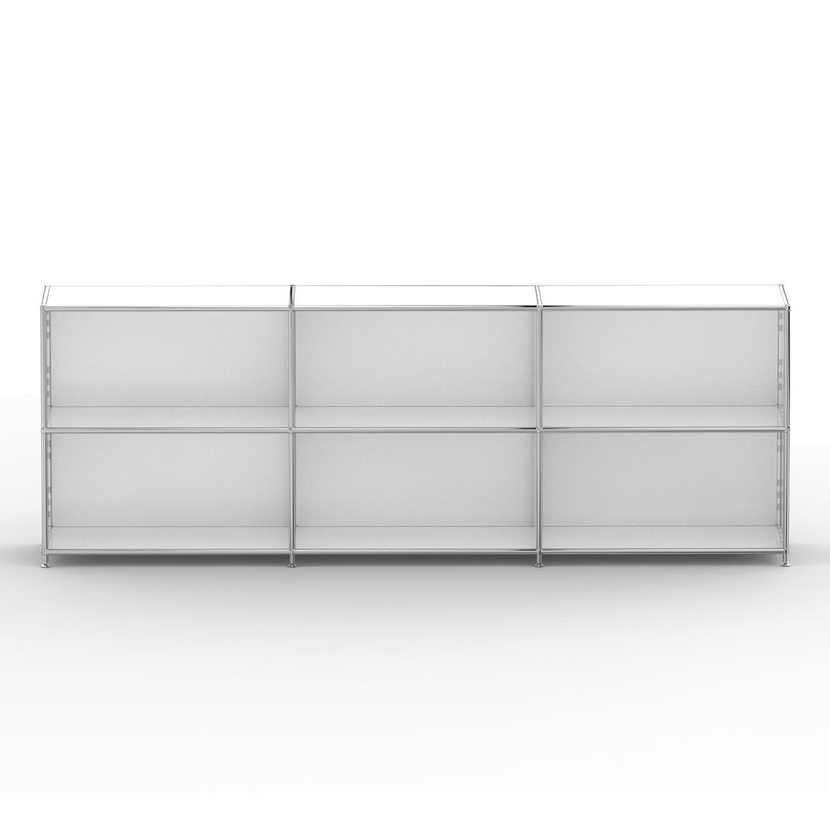 AKTENSCHRANK Büro, 6 offene Fächer, Breite 227 cm, Signalweiß - Chromfarben/Weiß, Metall (40/80.5/227.2cm) - Versee