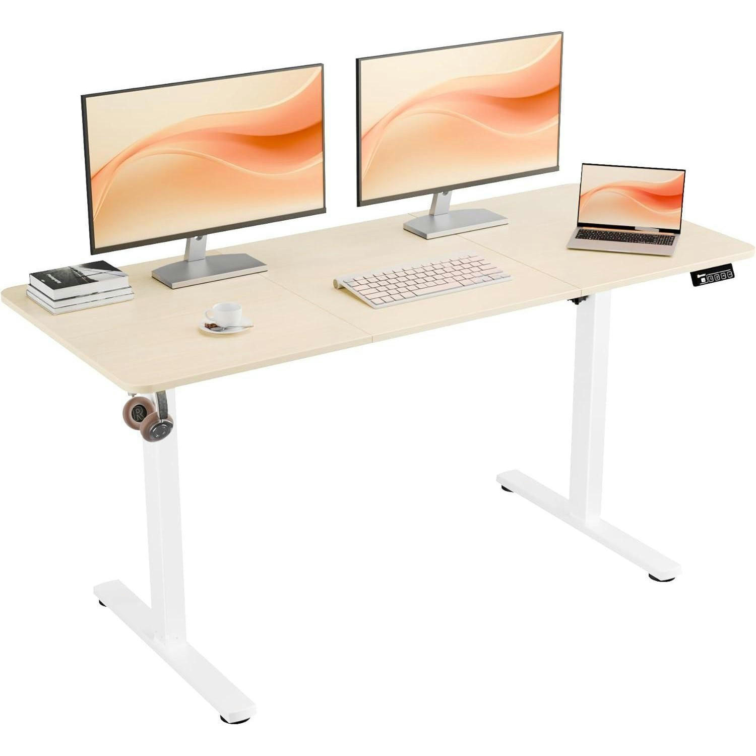 SCHREIBTISCH elektrisch höhenverstellbar 140 x 60 cm Eiche/Weiß - Multicolor, Holz (60/140/71cm)