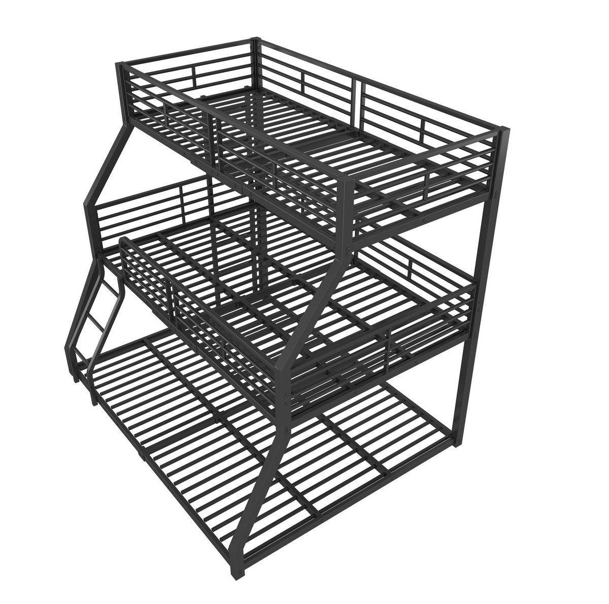 ETAGENBETT 90/200 cm Schwarz Metall mit stabilen Geländern - Schwarz, Metall (90/200cm) - OKWISH
