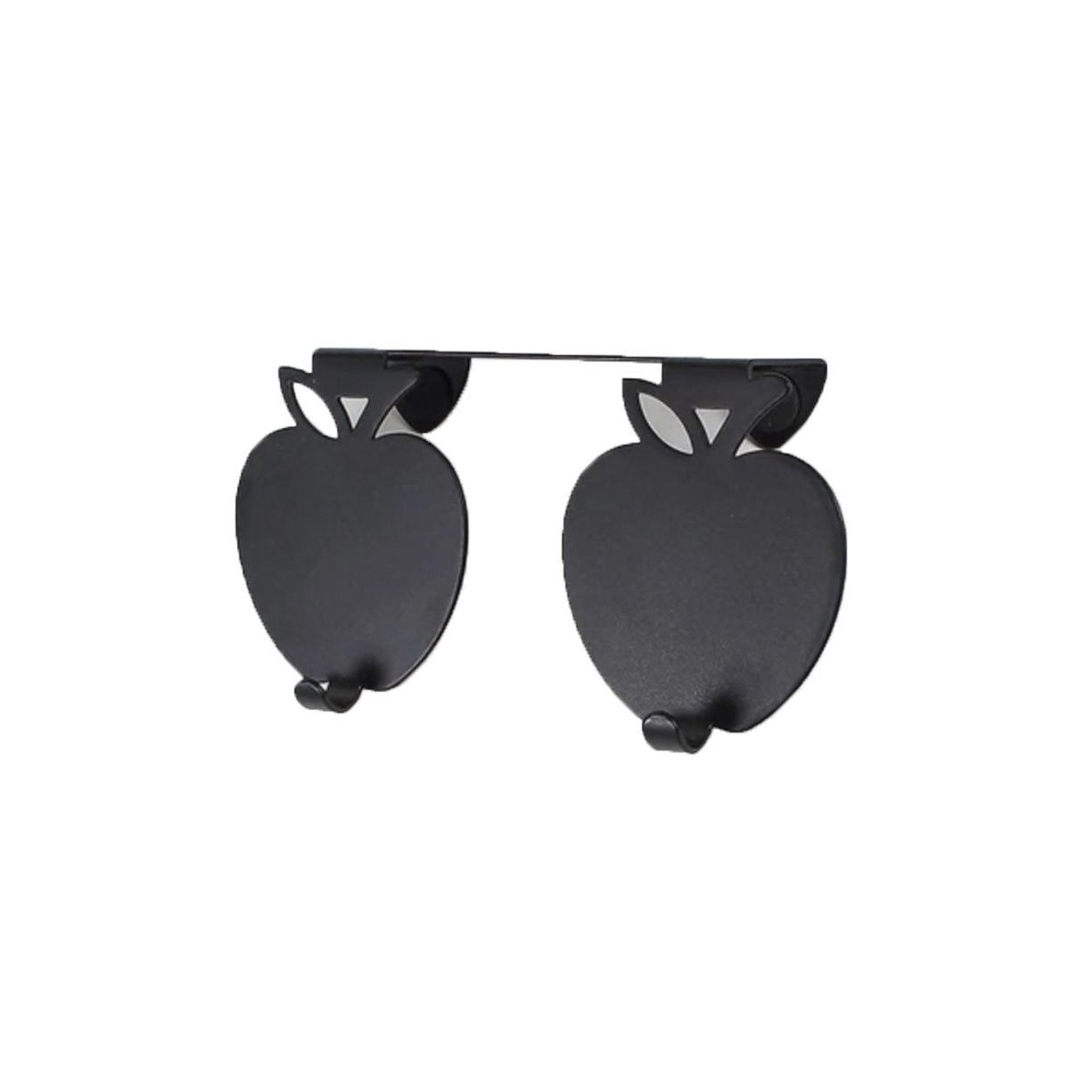 DUBBLA handdukskrokar med äppledesign - Svart, Metall (7.5/3/14.5cm) - Calicosy