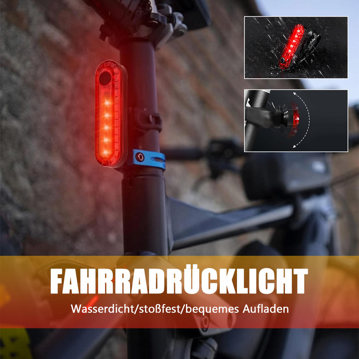 FAHRRADZUBEHÖR Set 5in1, LED-Licht, Gepäckträgertasche & Kettenschloss - Schwarz, Textil (17/39/35cm)