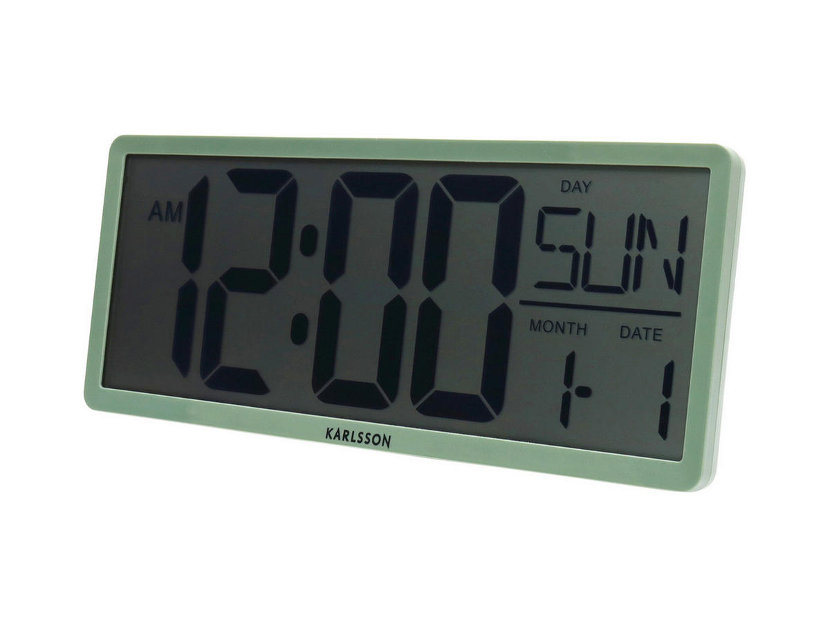 WANDUHR Retro LCD 34.8/34.8/14.8 cm - Grün, Kunststoff (34.8/14.8/34.8cm) - Karlsson