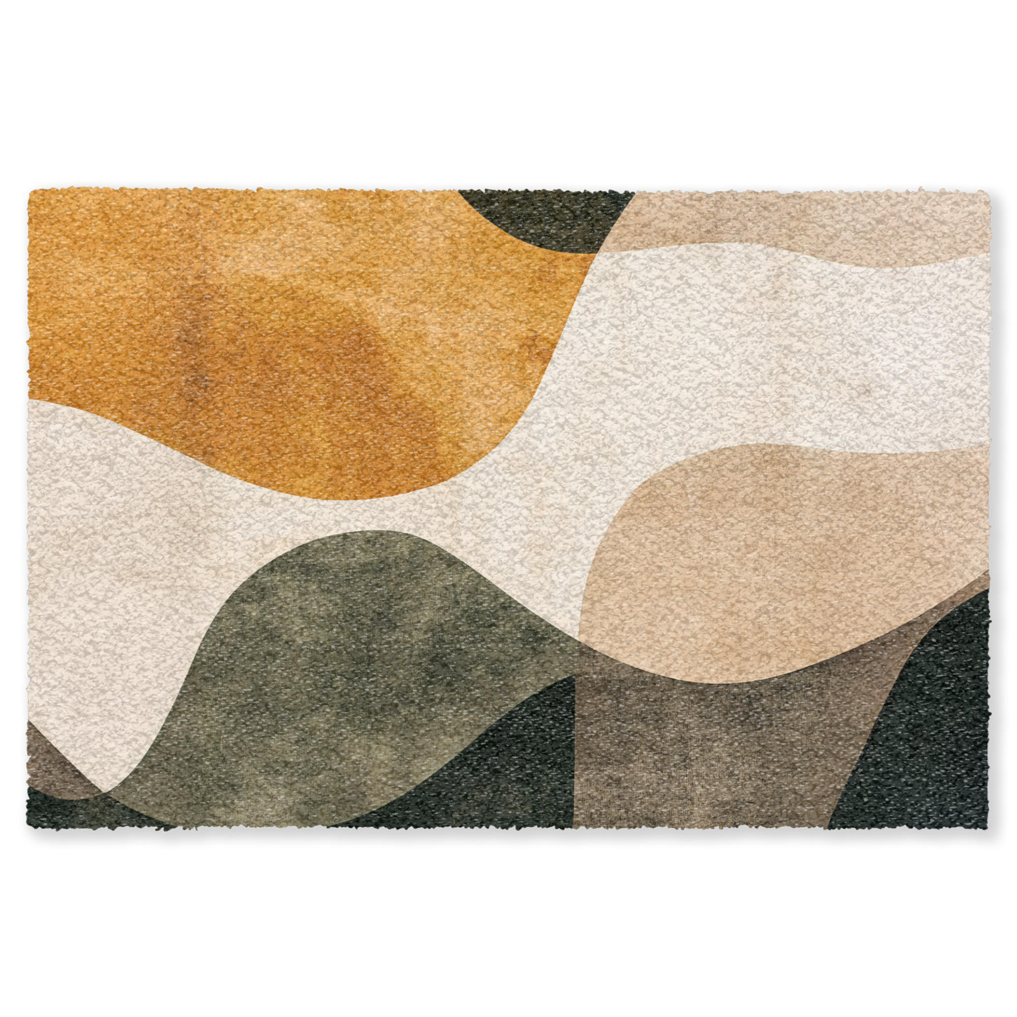 FUSSMATTE Formen - Ockergelb - Abstrakt Flurteppich 120x80 cm - Multicolor, Kunststoff/Textil (120/0.4cm) - MuchoWow