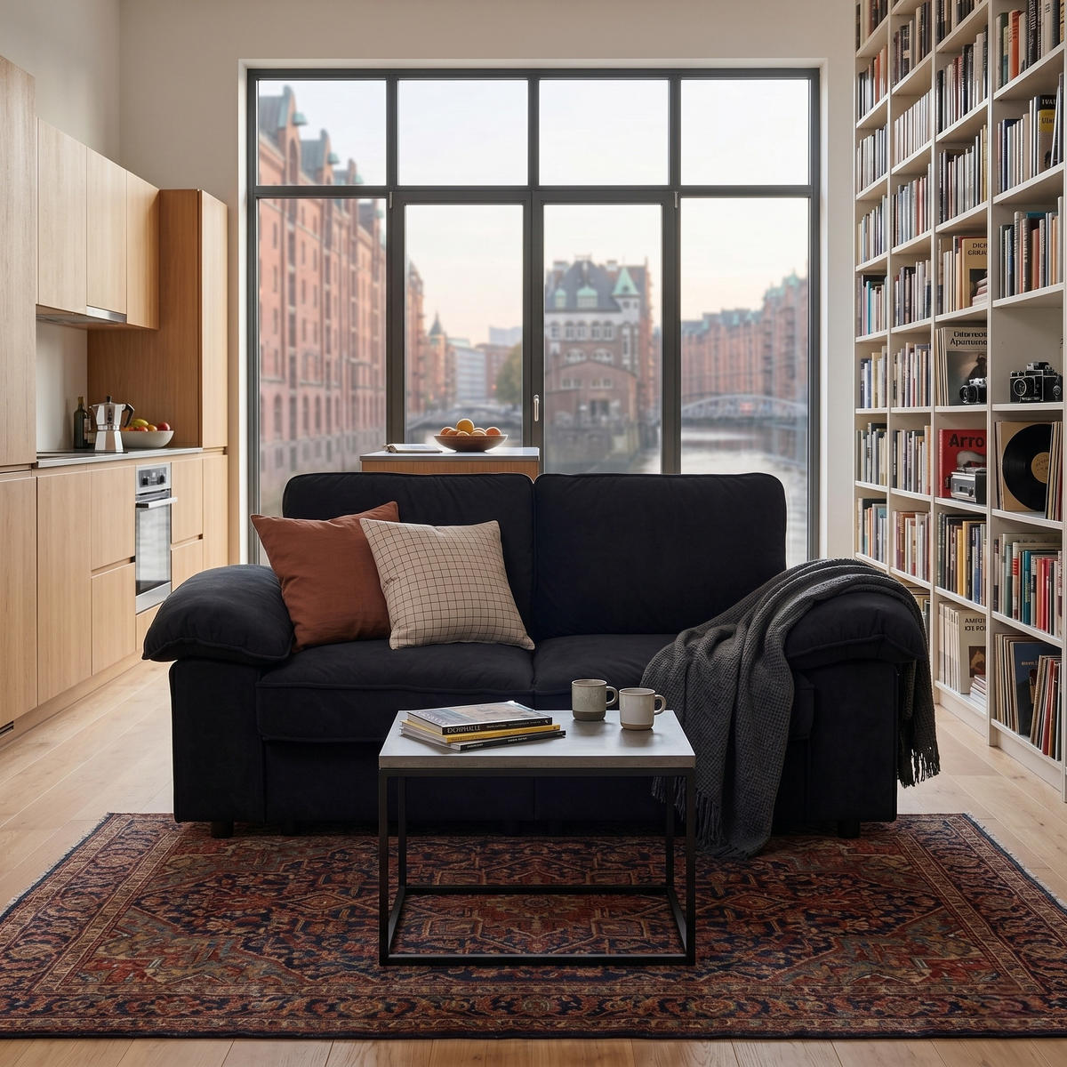 2-SITZER SOFA Samt Schwarz mit Stauraum - Schwarz, Holzwerkstoff/Kunststoff (201/89/91cm) - WISHDOR