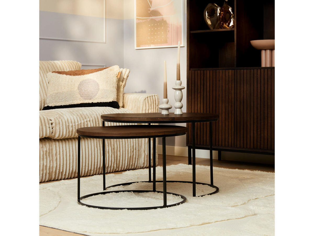 COUCHTISCH Dimora Mangoholz Durchmesser 70 cm + 60 cm Braun - Braun, Holz (70/70/45cm)