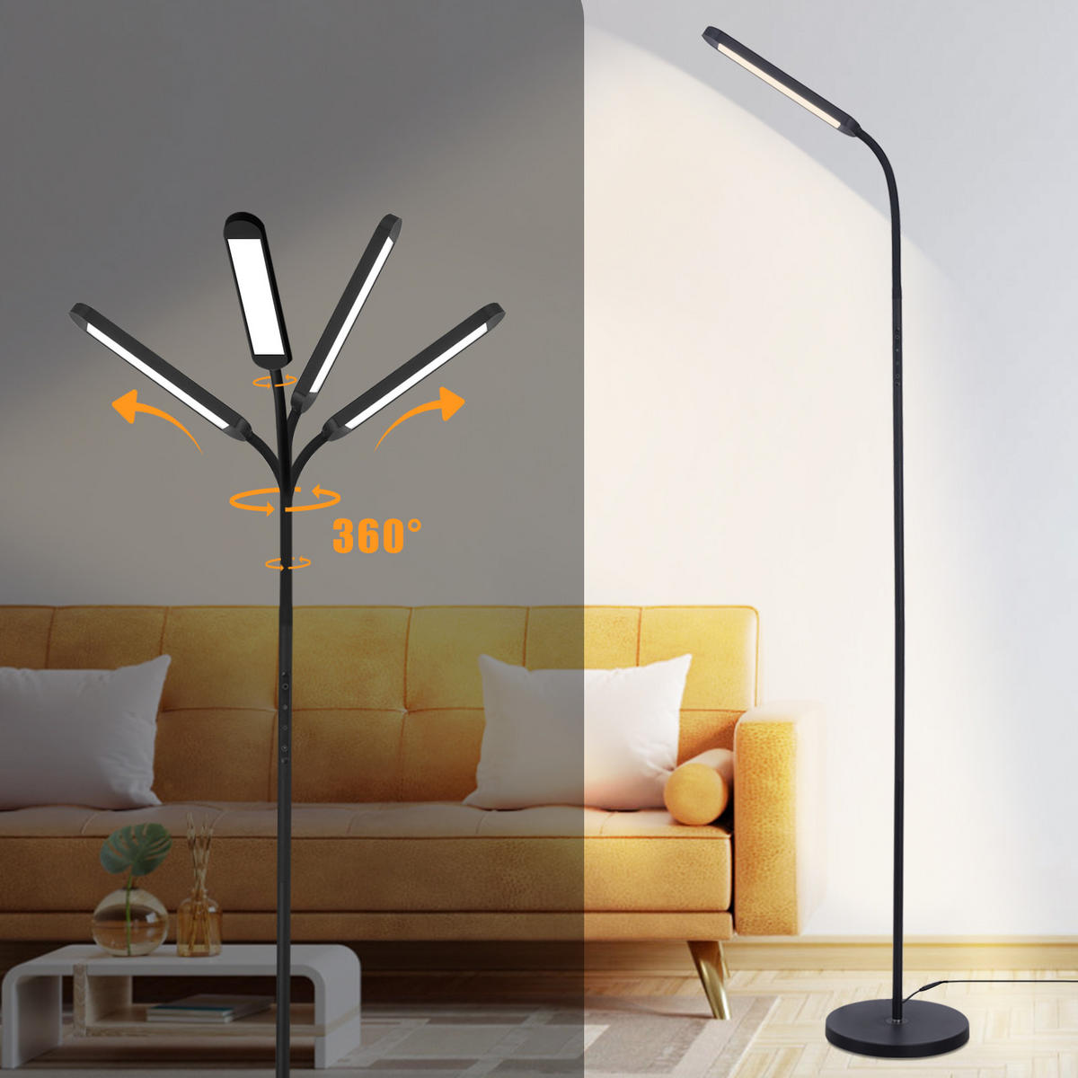 STEHLAMPE Alwin 6.0/137.1/6.0 cm - Schwarz, Metall (6/6/137.1cm) - ZMH