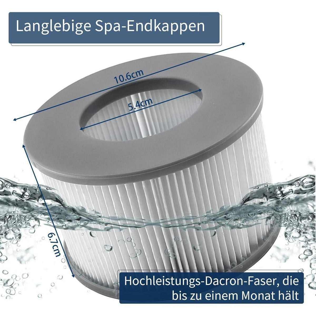 FILTERKARTUSCHE 6er Set für MSpa Whirlpools ab 2020 - Weiß, Kunststoff (11/6.8/11cm)