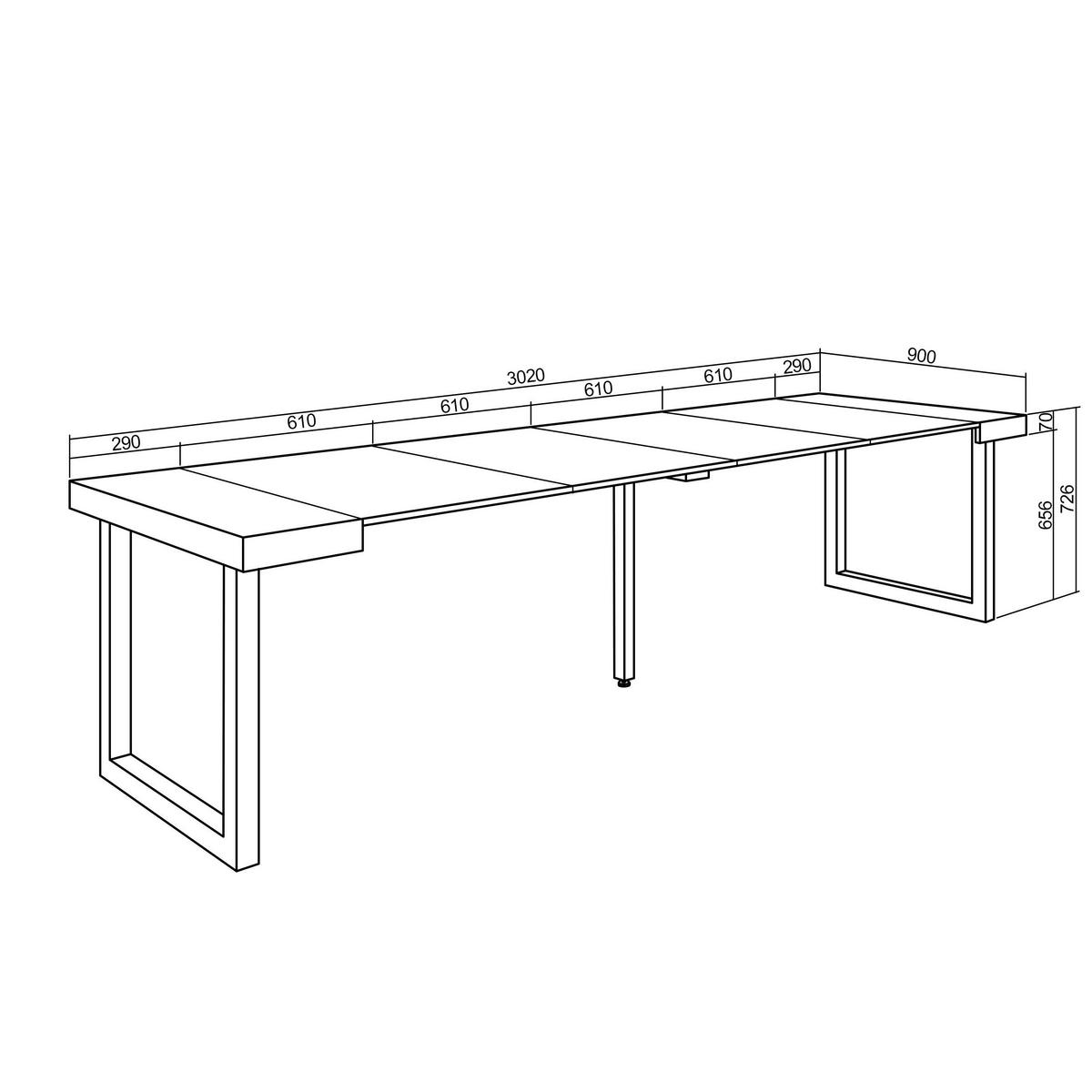 KONSOLENTISCH ausziehbar 58 bis 302cm, für 14 Gäste, eiche, 90/58/73cm - Eichefarben, Holzwerkstoff (90/302/73cm) - Skraut Home