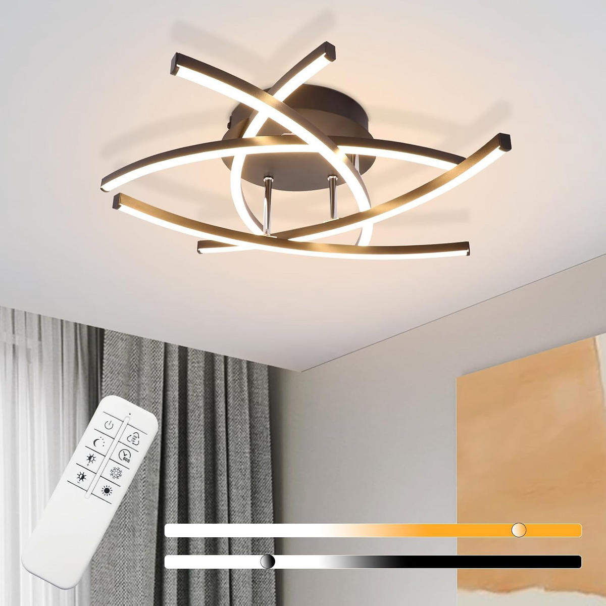LED-DECKENLEUCHTE Ulmenwacht 52.0/13.0/52.0 cm - Schwarz, Metall (52/52/13cm) - ZMH