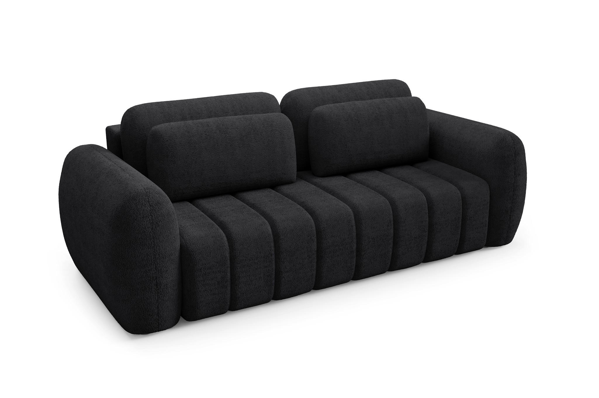 Fun Möbel Schlafsofa Schwarz 266x95x110 cm