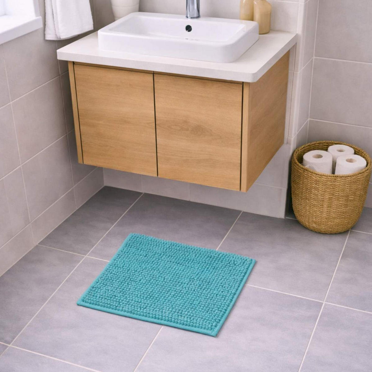 BADEMATTE PARIS - Petrol, Textil (45/45cm) - WohnDirect