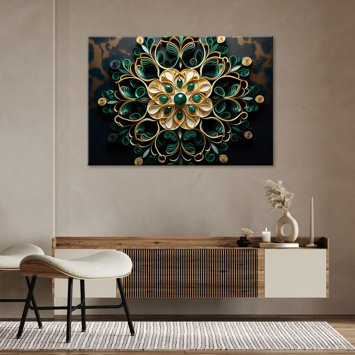 KUNSTDRUCK Grün 60/40 cm - Grün, Textil (60/40cm) - KUNSTLOFT