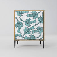 SIDEBOARD WATERSPOUT SONGIBIRD, Eichefarben, 57,5x42x72,5 cm, Schwarze Metallfüße - Eichefarben/Multicolor, Holzwerkstoff/Metall (57.5/72.5/42cm) - SpaceRebels
