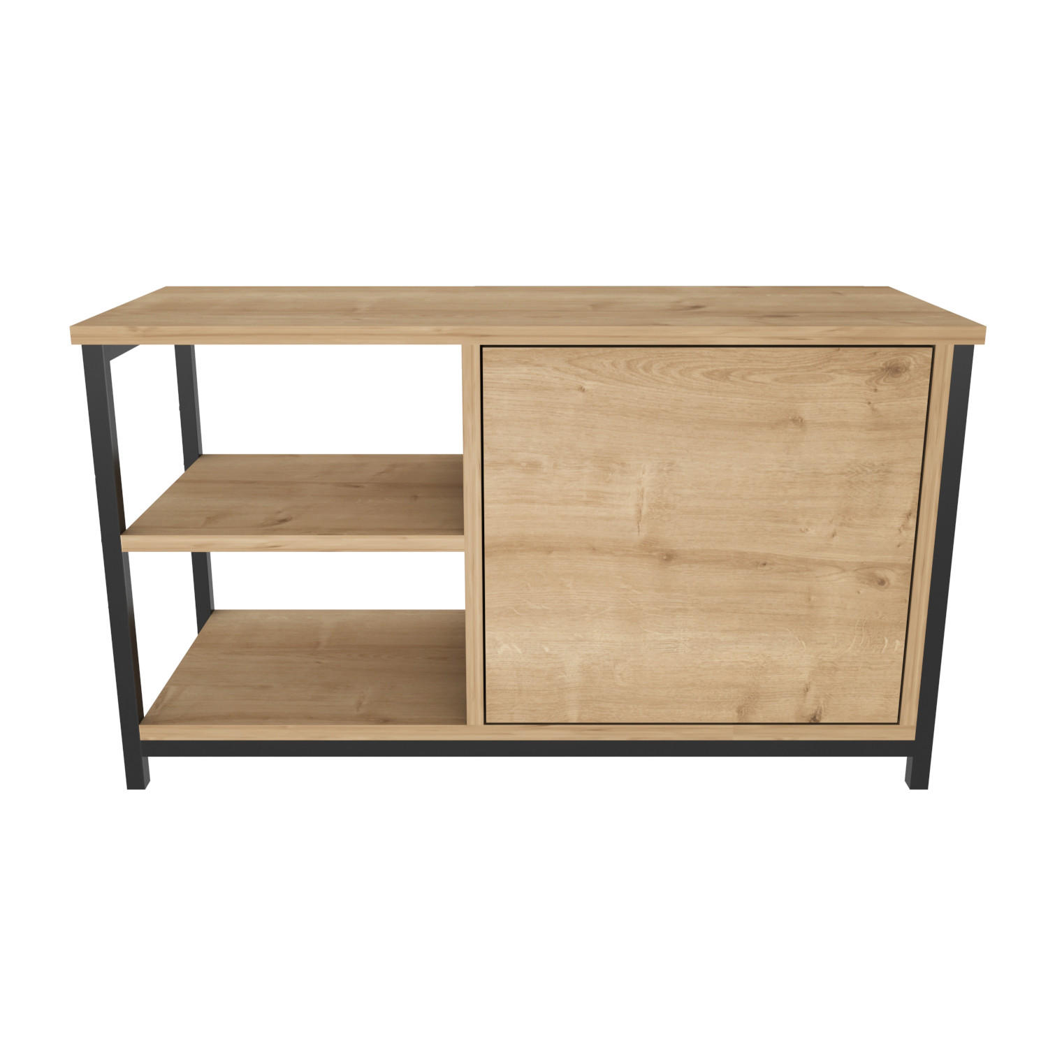 TV Unit Muskegon Schwarz Eiche Safir - Eichefarben/Schwarz, Holzwerkstoff (90/51/36cm) - Decorotika