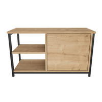TV Unit Muskegon Schwarz Eiche Safir - Eichefarben/Schwarz, Holzwerkstoff (90/51/36cm) - Decorotika