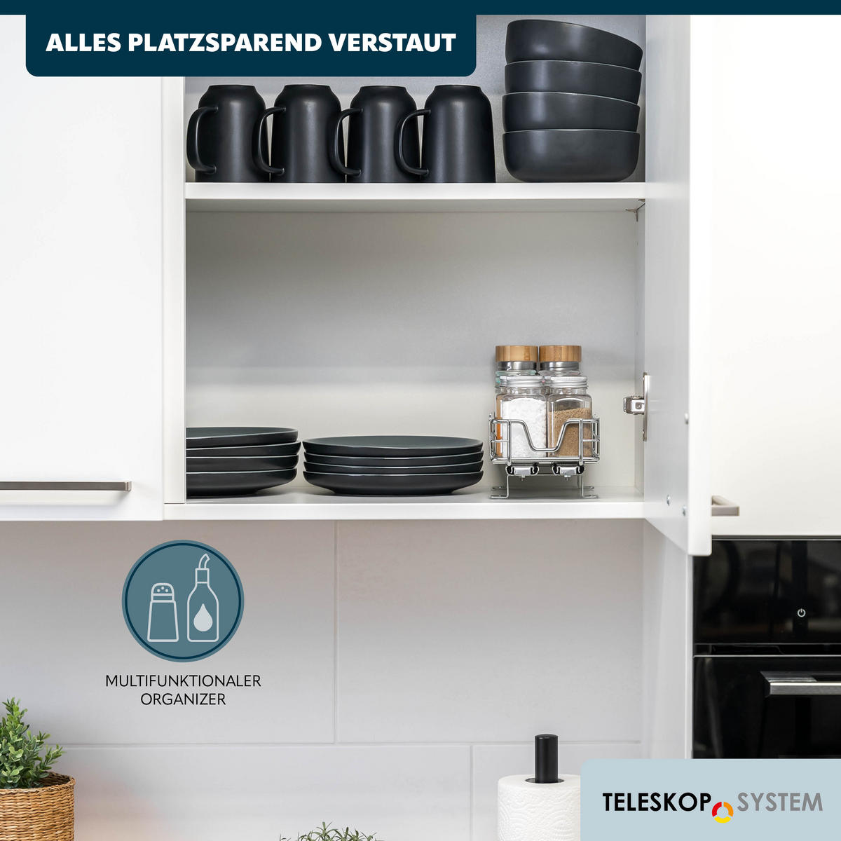 TELESKOP-GEWÜRZREGAL 2er Set, ausziehbar, Metall, Chrom - Silberfarben, Metall (11.5/8/29cm) - bremermann