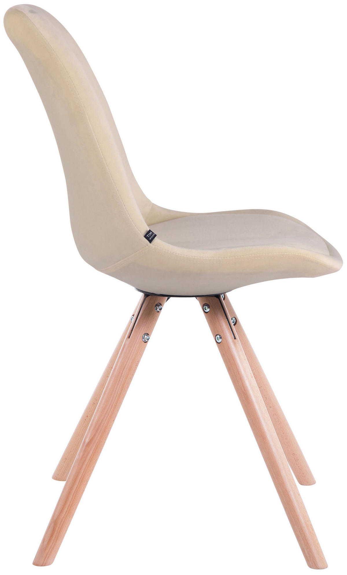 BESUCHERSTUHL Toulon Samt, Gestell Buchenholz Natura rund Creme - Naturfarben, Holz/Buchenholz (48/83/56cm) - TPFLiving