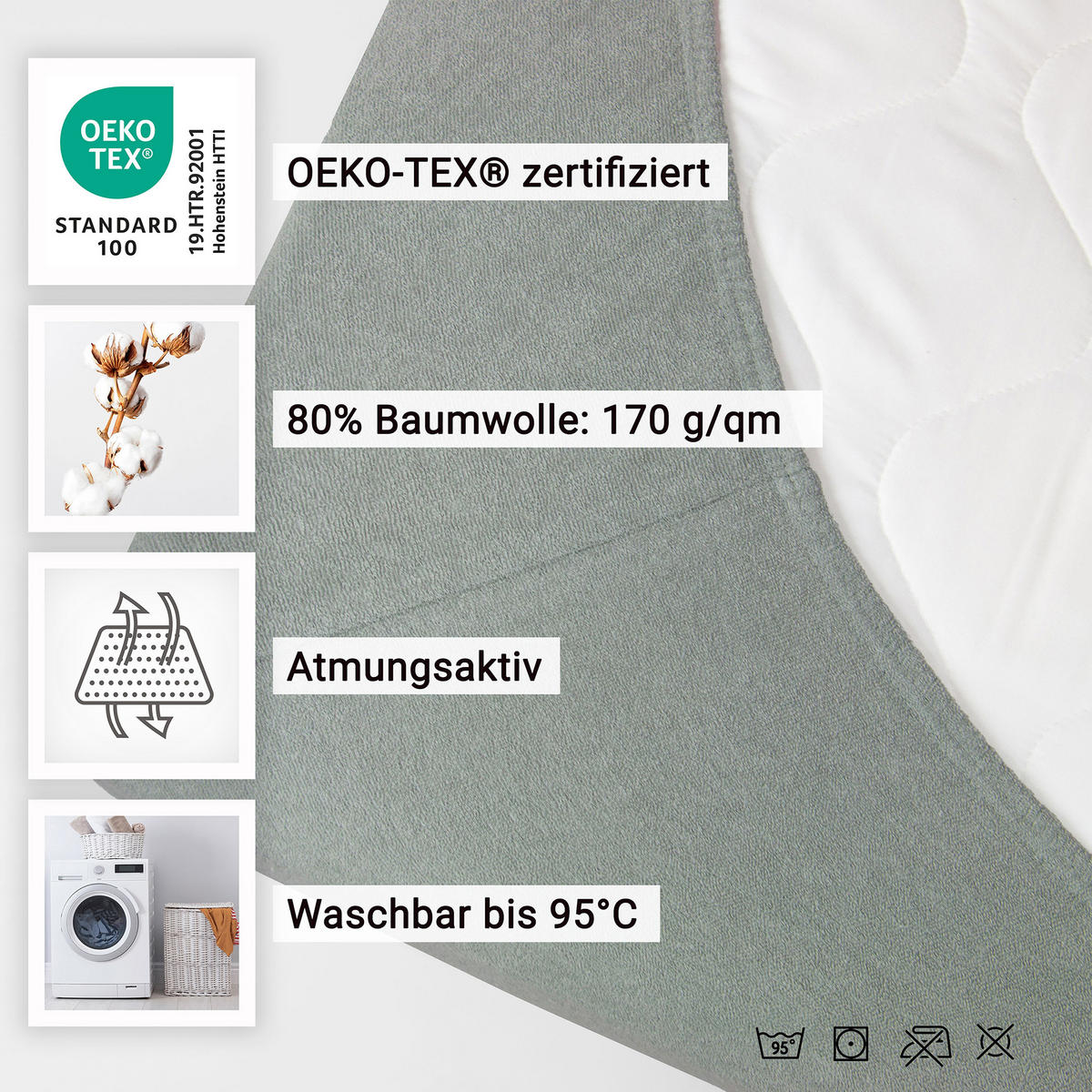 SPANNBETTLAKEN, 80% Baumwolle, 20% Polyester, Grau - Hellgrau, Naturmaterialien (70/140cm) - Zollner