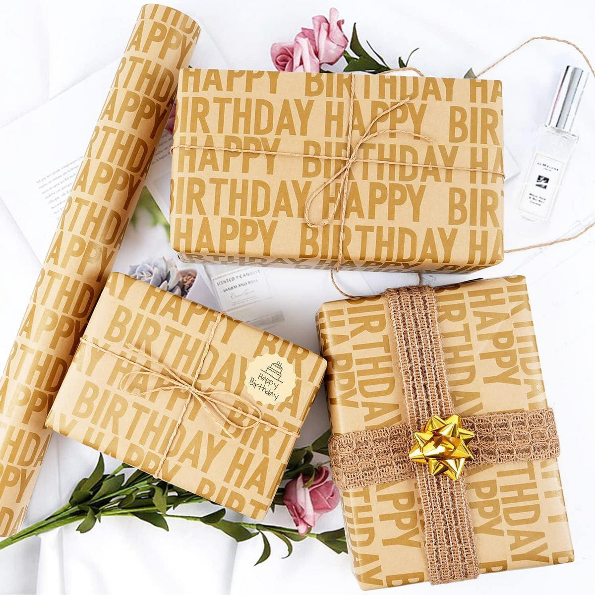 GESCHENKPAPIER Rolle Geburtstag 15 m x 43 cm - Braun, Papier (43/0.1/1500cm)