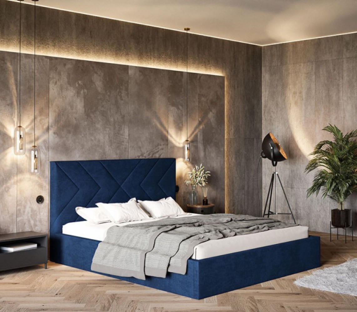BETT Blau OLDO 1 Gepolstert 120x200 cm - Blau/Schwarz, Textil (120/200cm) - Sepro Meble