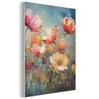 AKUSTIKBILD Blumen - Aquarell - Kunst - Botanisch - Natur Kunstdruck Schlafzimmer 50x70 cm - Orange, Kunststoff (50/70/0.9cm) - MuchoWow