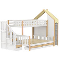 ETAGENBETT Hausleiste Weiß + Natur - Naturfarben, Holz (140/200cm) - ComfortXL