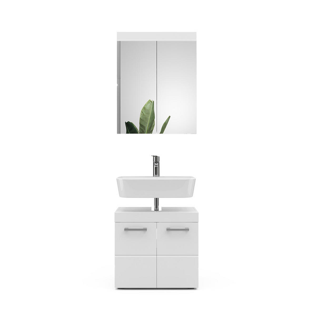 BADMÖBEL-SET Luna Weiß 2 Teile - Weiß, Holzwerkstoff (60/56/34cm) - Vicco