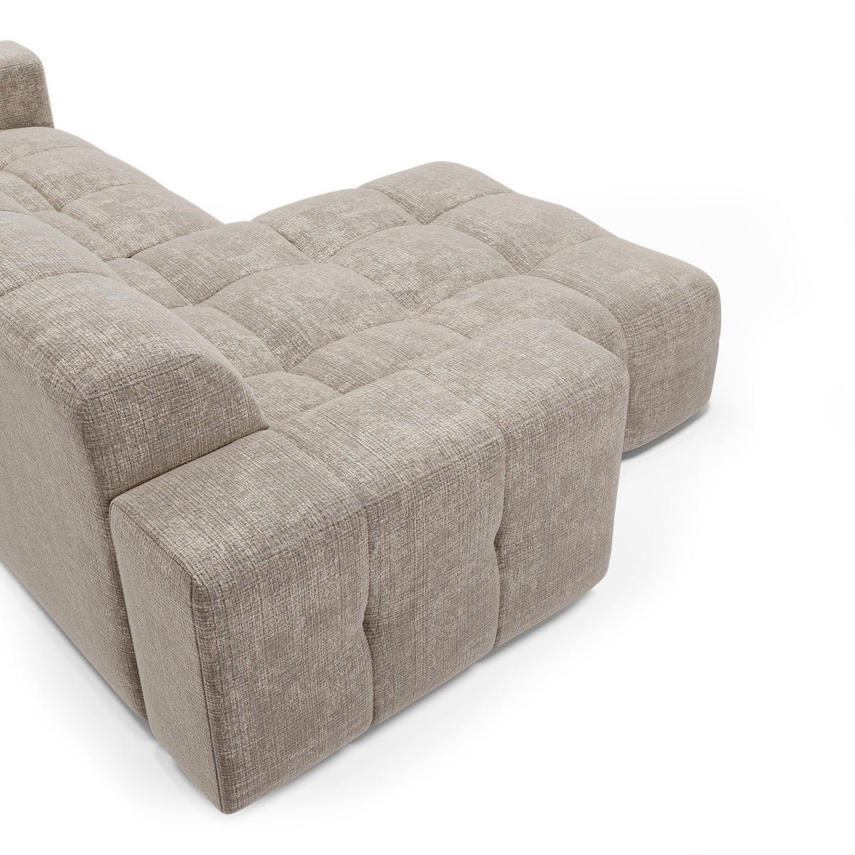ECKSOFA LINKS geprägter Samt beige 230cm - Beige, Textil (155/230cm) - Sia Home