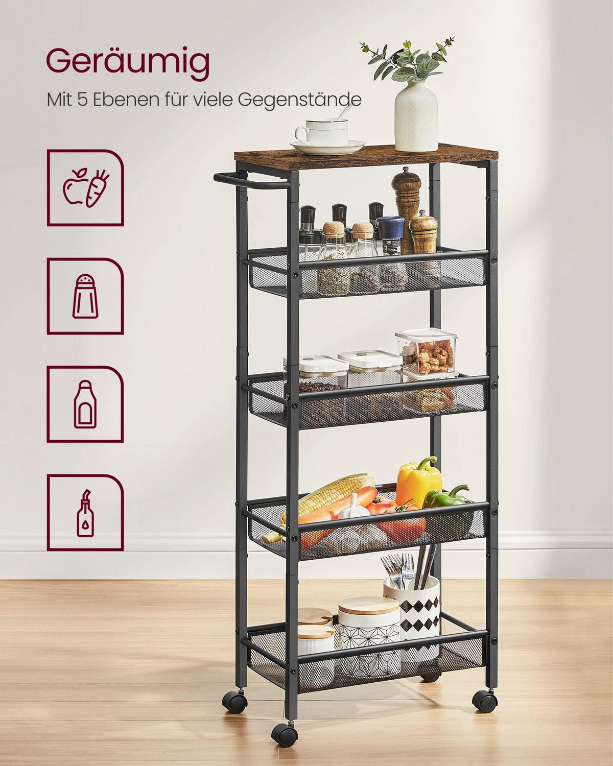 ROLLWAGEN ROSEAU - Grau, Kunststoff (35/65/40cm) - Hansiro